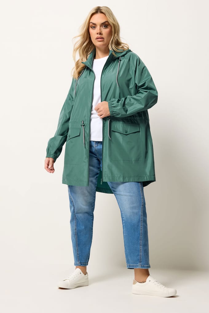 Yours Groene Lichte Parka Met Trekkoord Size 44