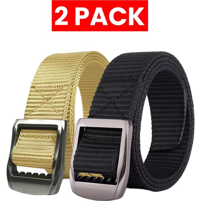 Enzo | 2-Pack Heren Canvas Riem - Beige & Zwart
