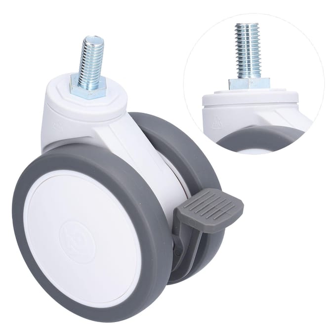 Roulette pivotante silencieuse universelle robuste en TPR avec frein, filetage M12, 4 po