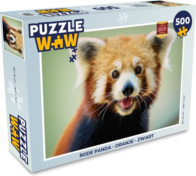 Puzzel Rode Panda - Oranje - Zwart - Legpuzzel - Puzzel 500 stukjes