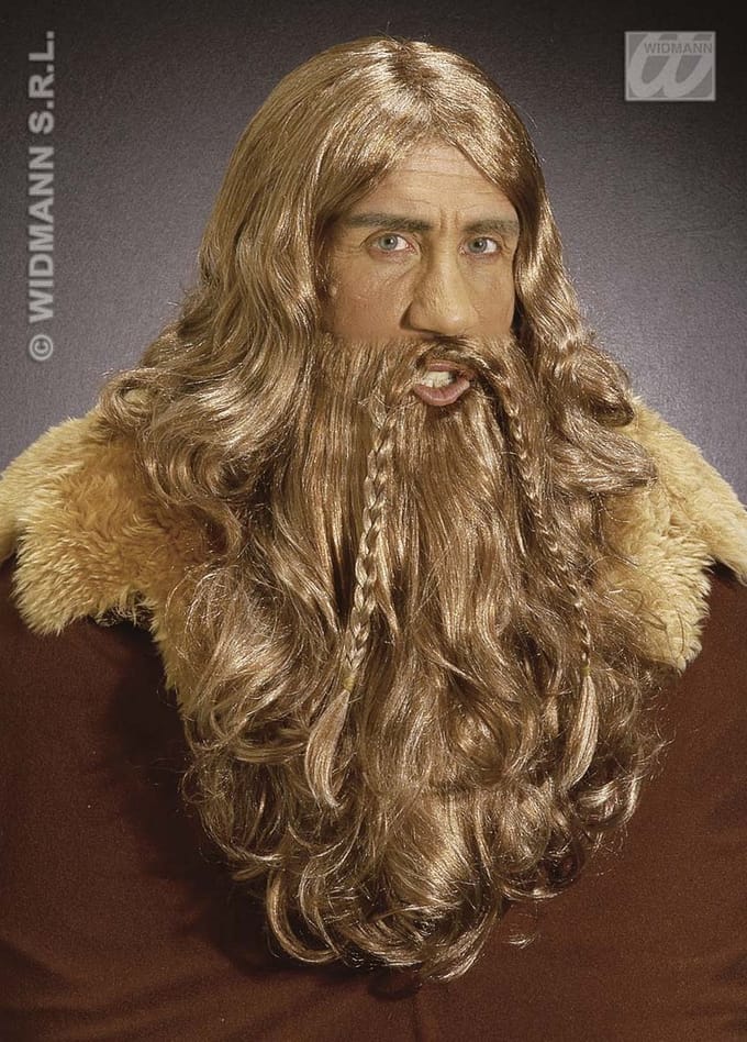 Viking pruik met baard en snor blond