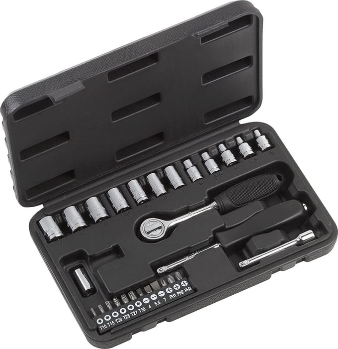 Meister 8427900 bit- en dopsleutelset 28-delig, 6,35 mm (1/4 inch)