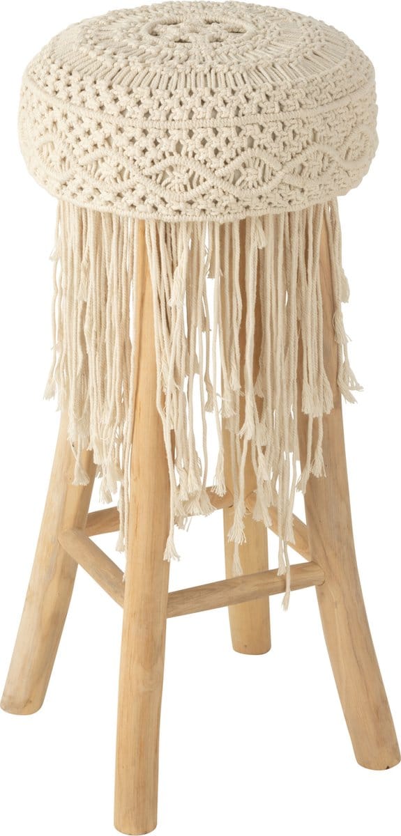 J-Line stoel Fringes Macrame - hout - wit