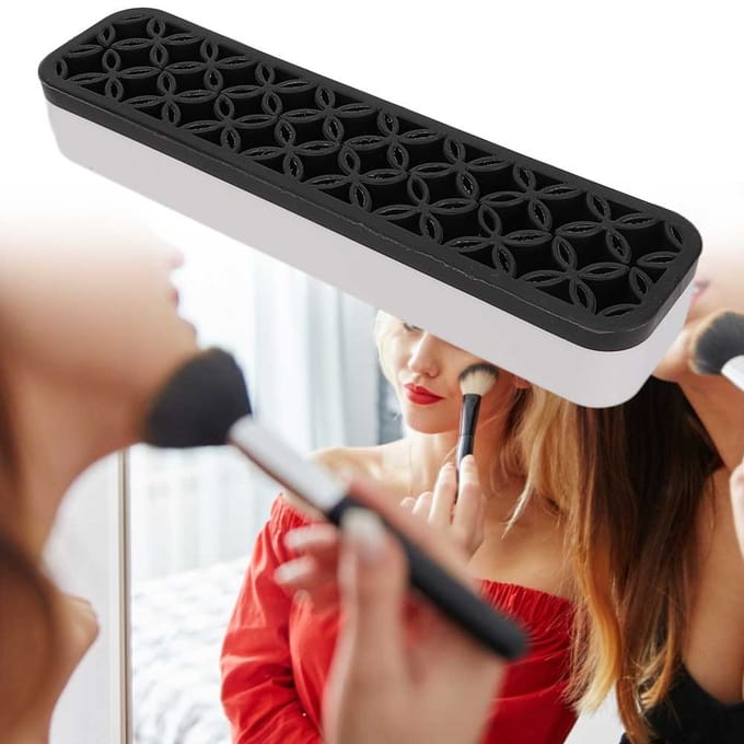 Draagbare Make-up Kwast Nagellak Pen Tool Opbergdoos Stand Make-up Container Houder Zwart blauw