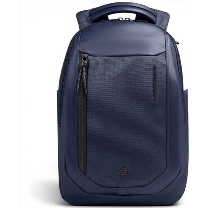 Piquadro Bagmotic Unisex Blue Leather and Fabric Rugzak met Laptop 13' en iPad