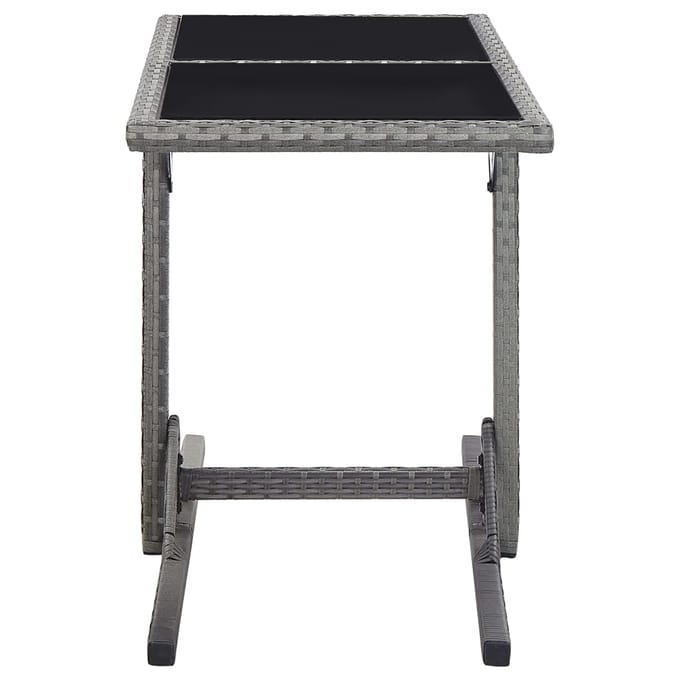 vidaXL - Tuintafel - 110x53x72 - cm - glas - en - poly - rattan - antraciet