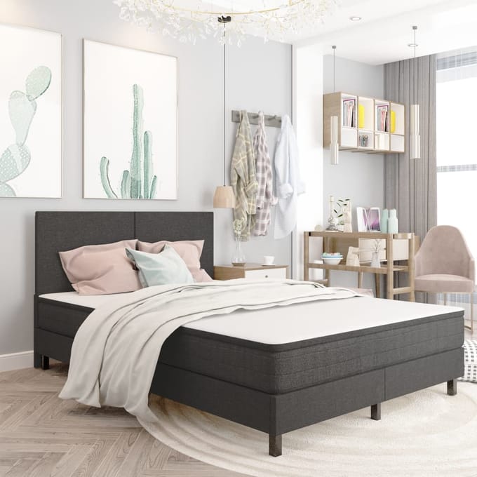 vidaXL - Boxspring - stof - donkergrijs - 140x200 - cm