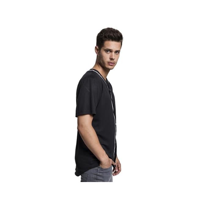 Urban Classics Heren Mesh Baseball Jersey (Zwart/Wit)