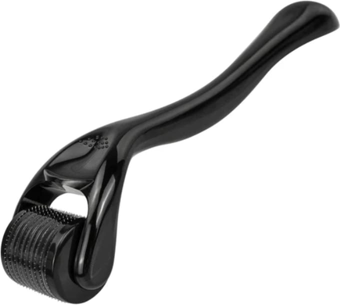 Dermar Roller Titanium - Gezichtsroller - Baardroller - Baardgroei - Derma roller gezicht - zwart - 0,2 MM - inc opbergclipje