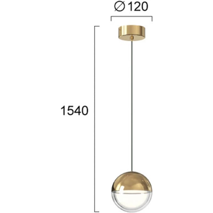 Viokef LED hanglamp Zirea, goudkleurig, Ø 12 cm, metaal
