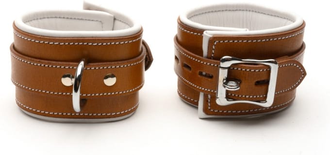 665 Leather - Enkelboeien - Asylum Series Ankle Restraints - Tuig Leer - Afsluitbaar
