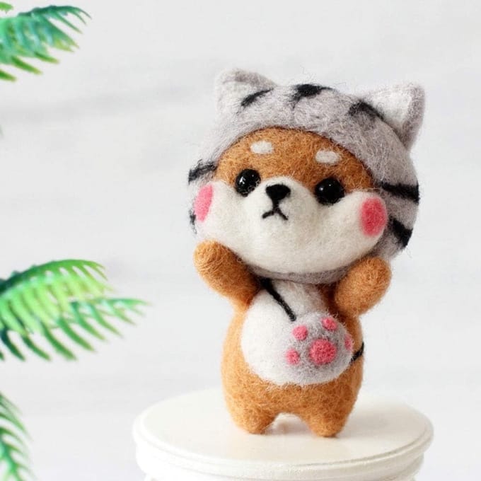 DIY Naaldvilt Kit voor Onvoltooide Kat Craft - Wolvilt Materialen voor Beginners en Creatieve Projecten