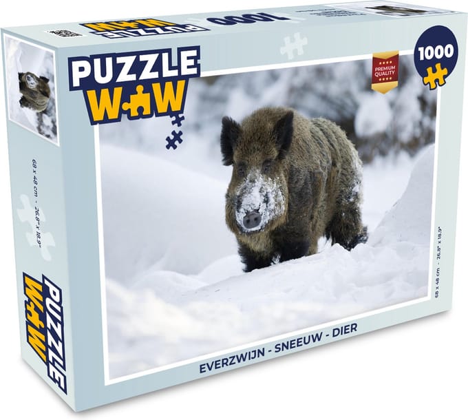 Puzzel Everzwijn - Sneeuw - Dier - Legpuzzel - Puzzel 1000 stukjes volwassenen