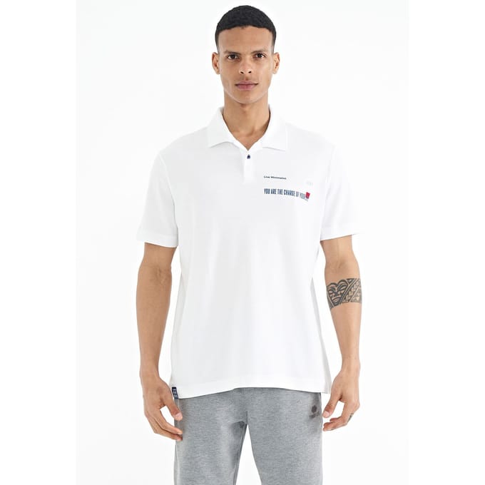 Heren Katoenen Polo T-Shirt Met Tekstprint