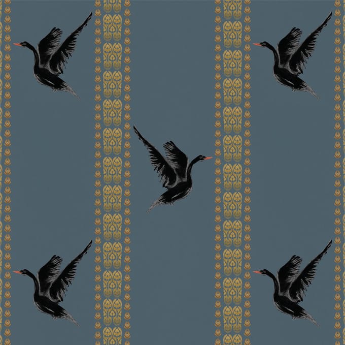 Behang Black Swan Blauw