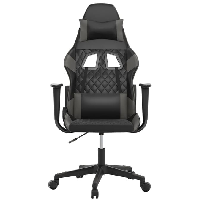 vidaXL - Massage - gamestoel - kunstleer - zwart - en - grijs