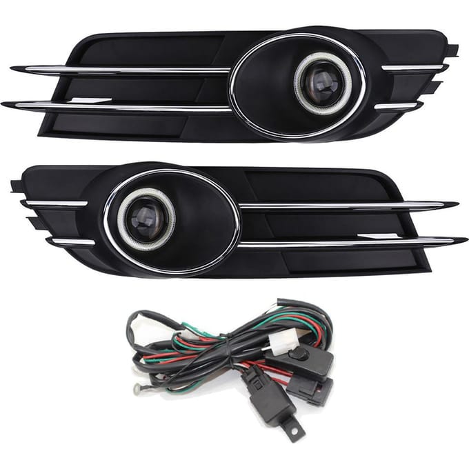 Auto Voorbumper Mistlichtrooster Mistlamp Lamp Set voor A6 C7 2011‑2015 black