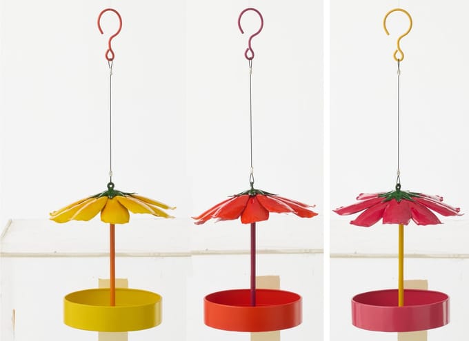 J-Line decoratie Bloem Hangend - metaal - mix - set van 3