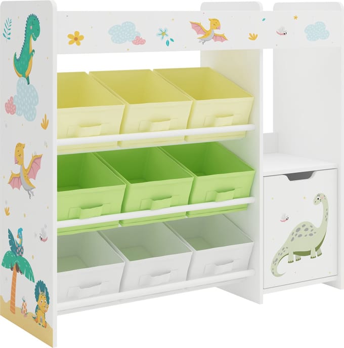 Kinderkast Søndreland open kast 80x90x29,5 cm dinosaurusmotief [en.casa]