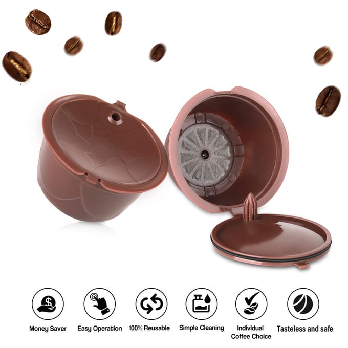 3PCS Herbruikbare Koffiepads Navulbare Koffie Capsules Compatibel met Dolce Gusto Navulbare Koffie bruin