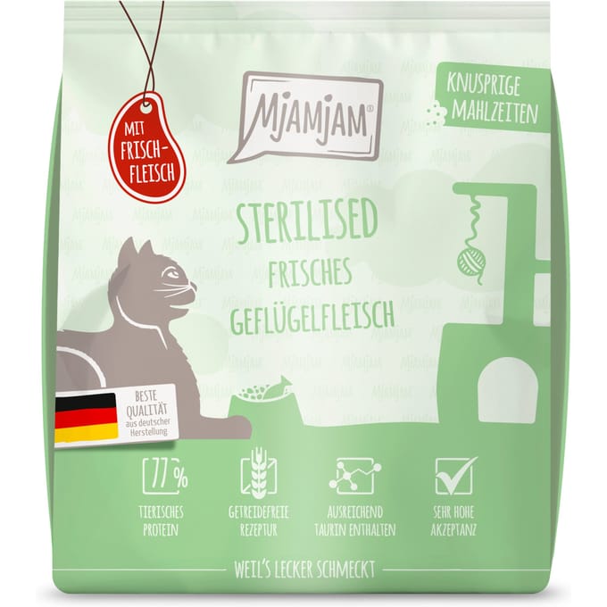 300g MjAMjAM Knapperige Maaltijden Sterilised Gevogelte Kattenvoer droog