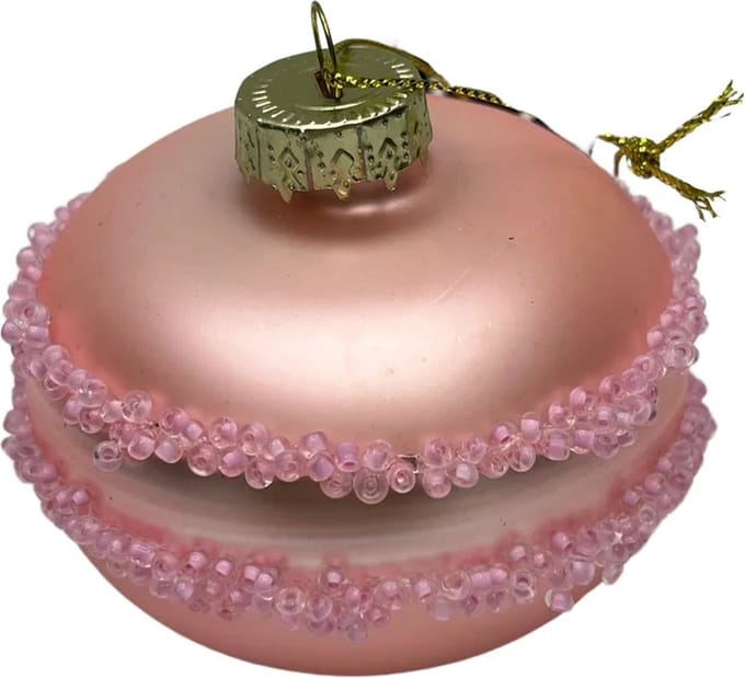 Housevitamin Kerst ornament -kerstbal - Macaron - Glas - Roze - 6,5x6,5x5,5cm