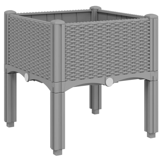vidaXL - Plantenbak - met - poten - 40x40x42 - cm - polypropeen - lichtgrijs
