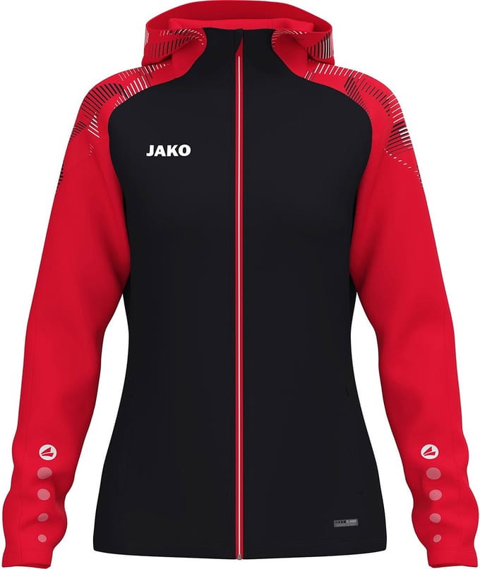 Jako Sonic Jas Met Kap Dames - Zwart / Rood | Maat: 42/44