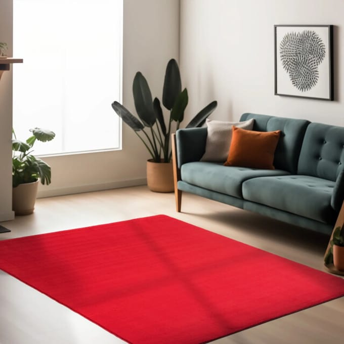 Sky Soft Uni Basic - Vloerkleed - Laagpolig - Effen Kleur - Rood - Woonkamer Tapijt- 80x150 CM