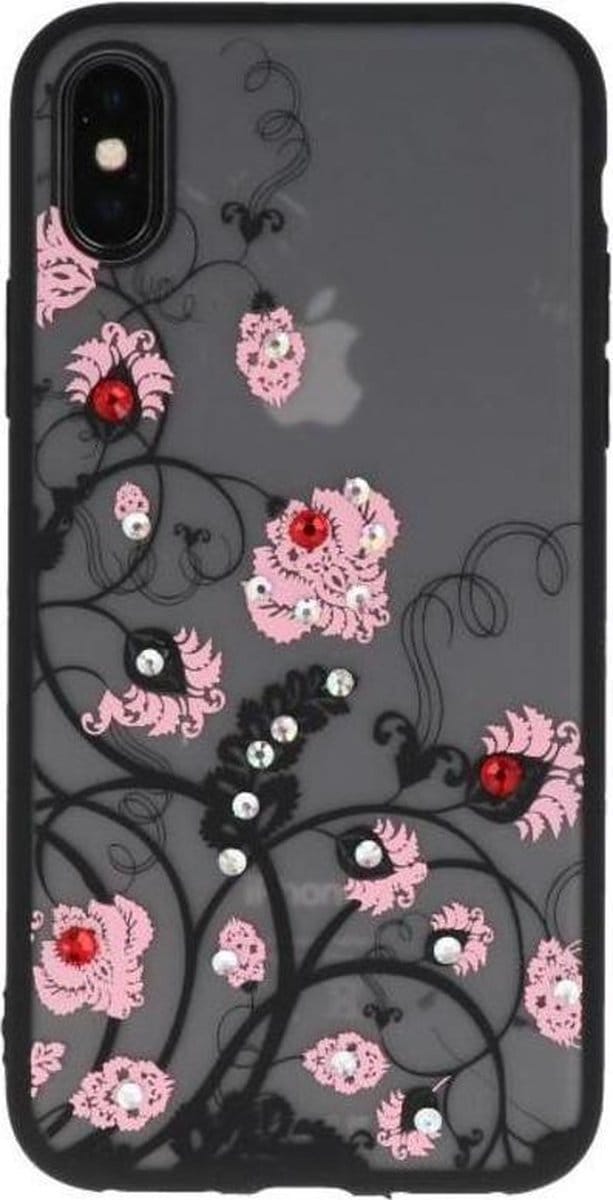 Licht Roze Diamant Bloemen Back Cover Hoesje voor iPhone X