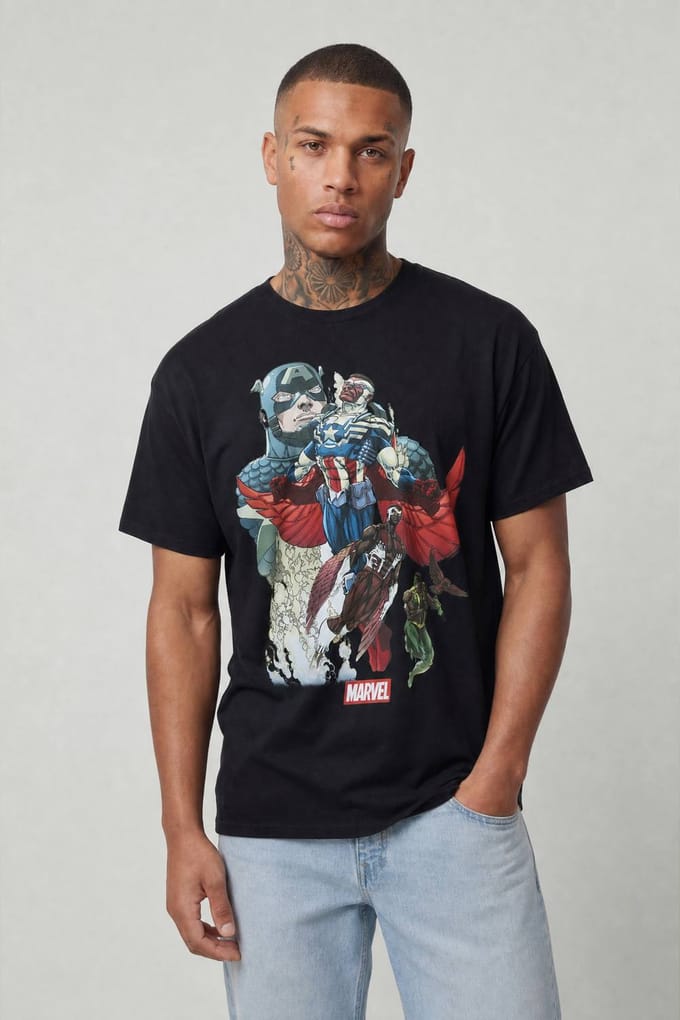 Oversized T-shirt Met Marvel Licentie Print | Black | Size Medium