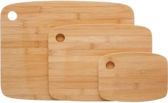 5Five Set van 3x stuks snijplanken 19/29/37 cm van bamboe hout - Serveerplanken - Broodplanken