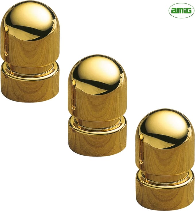 AMIG Meubelknop Kastknop – 3 stuks – rond Ø18mm – 30mm hoog – Messing - Goud