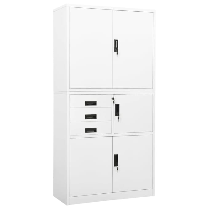 vidaXL - Kantoorkast - 90x40x180 - cm - staal - wit