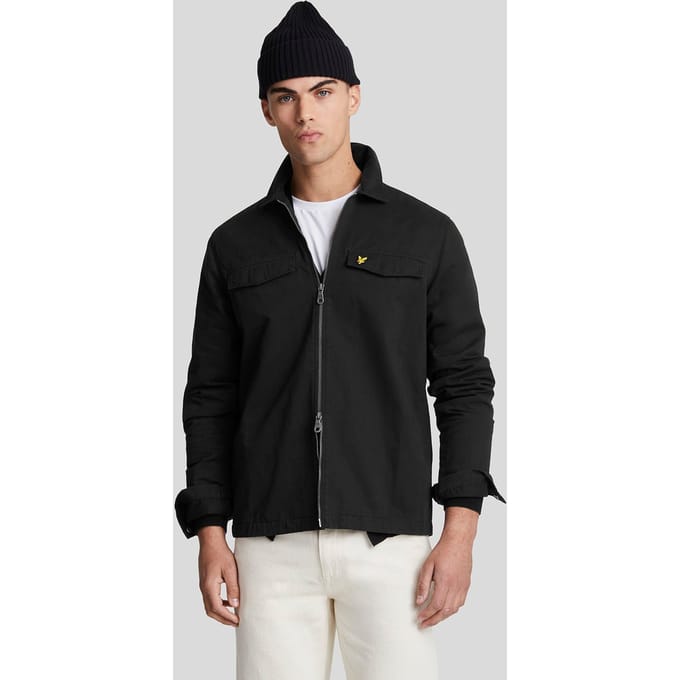 Jetzwart overshirtjack met Lyle & Scott-logo