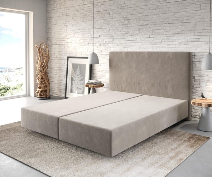 Boxspring frame Dream-Well Beige 160x200 cm Mikrofaser Beddengoed