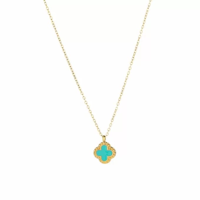 Bijoutheek Collier Single Klaver Emaille Blauw