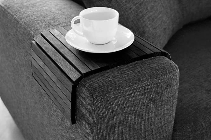 Armleuning Dienblad - Zwart - Sofa Tray - Flexibel Bank Dienblad - Banktafeltje - Sofa Dienblad