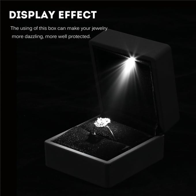 Modieus LED Verlichte Ring Opbergdoos Sieraden Display Case Cadeau Zwart zwart