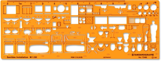Sjabloon Standardgraph sanitaire installaties, 1:50 - SG-7348