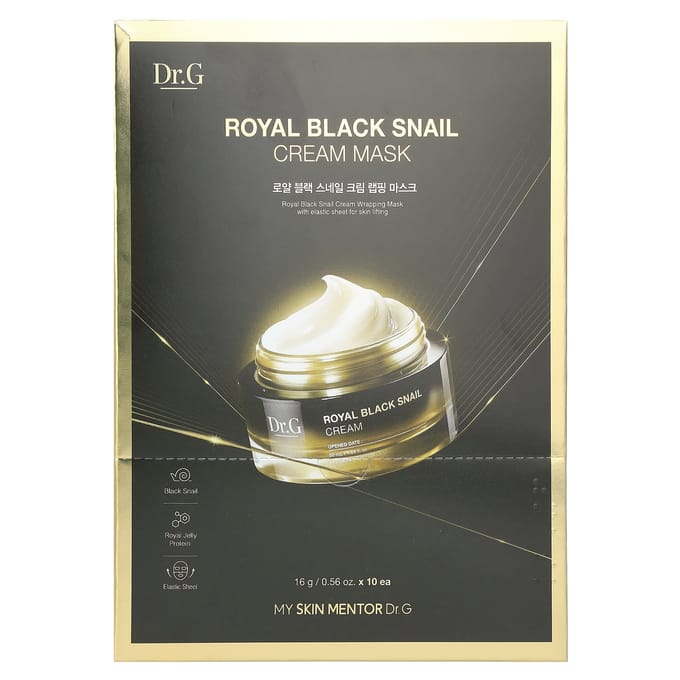 Dr. G, Masque de Beauté Crème d'Escargot Noir Royal, 10 sachets, 16g (0,56 oz) black