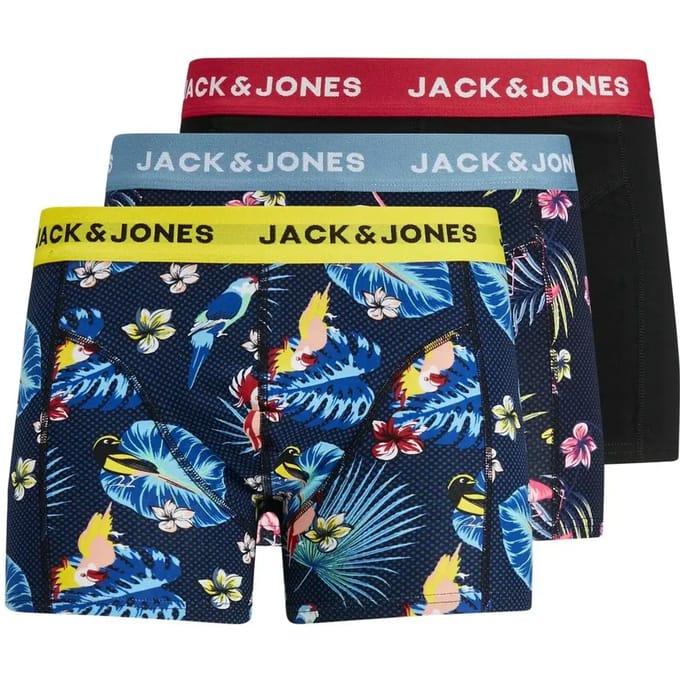 Jack & Jones Boxershorts heren trunks jacflower bird print 3-pack