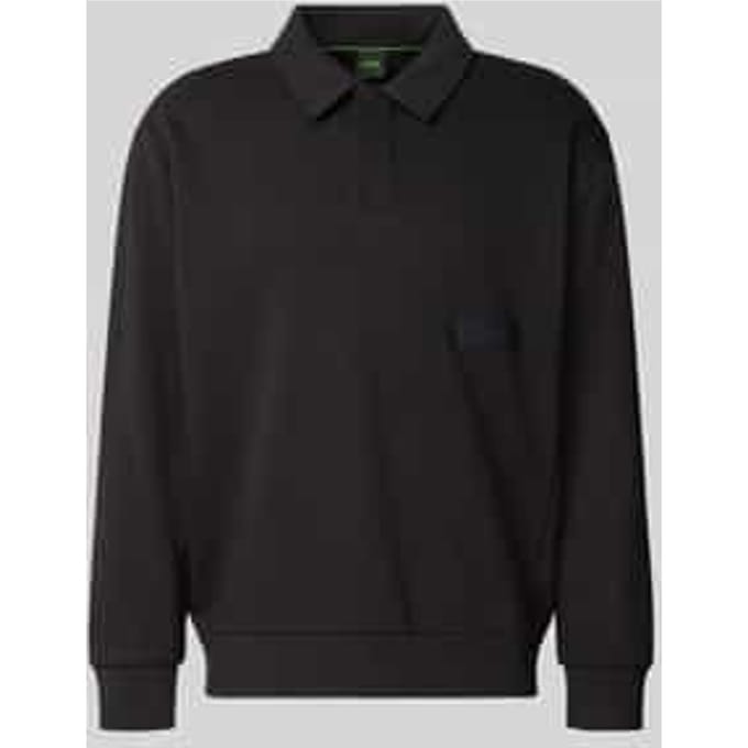 relaxed fit sweatshirt van katoenmix model 'SW_Placket Polo'