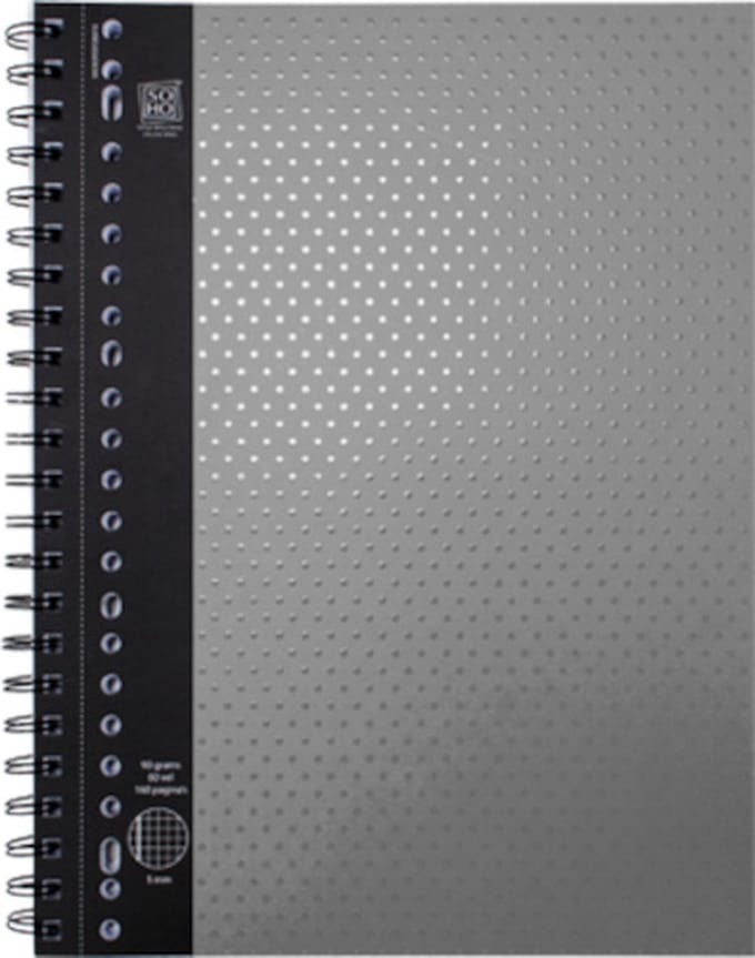 Soho Schrift College Ruiten 10 Mm 23-rings A4 Grijs