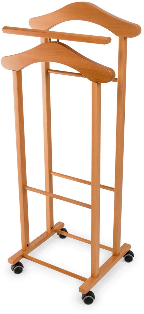 Houten dressboy dubbel op wendbare wielen