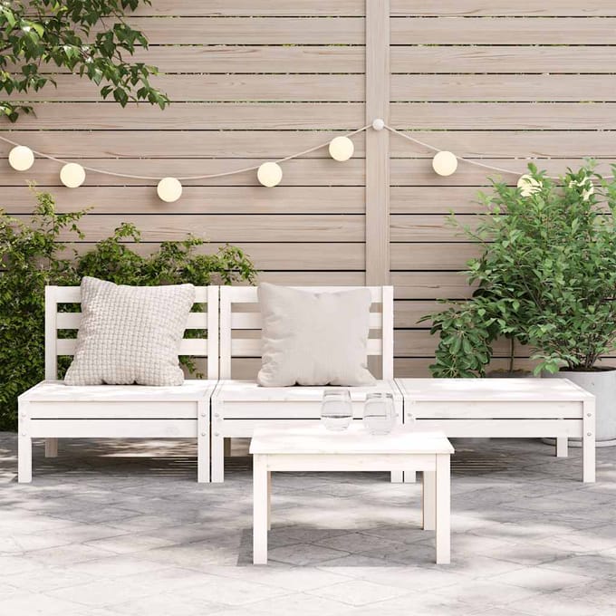 vidaXL - Tuinbank - 3-zits - massief - grenenhout - wit