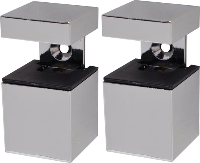 Duraline Cube Clip - Wandelement - Glans Grijs - Metaal - Set van 2