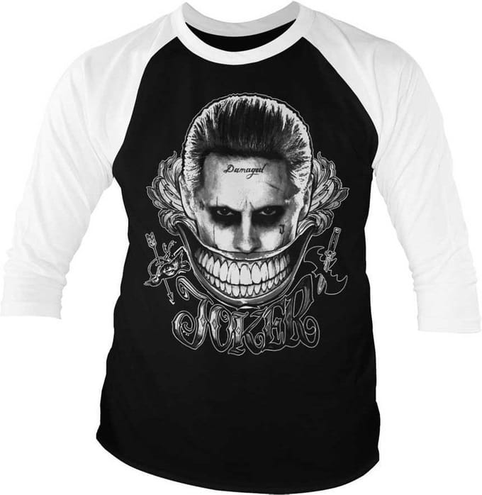 DC Comics Suicide Squad Raglan top -S- Joker - Damaged Zwart/Wit