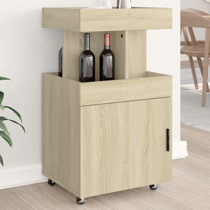vidaXL - Drankkar - 50x41x89 - cm - bewerkt - hout - sonoma - eikenkleurig