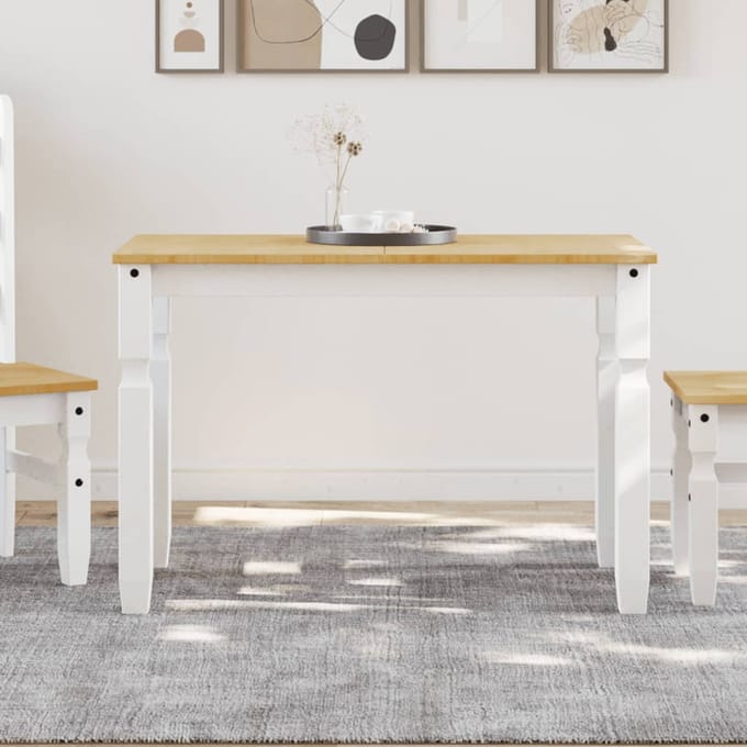 vidaXL - Eettafel - Corona - 112x60x75 - cm - massief - grenenhout - wit